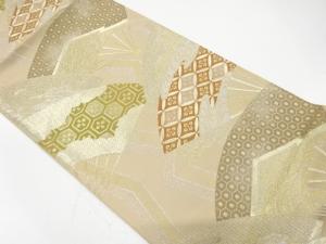 アンティーク　よろけ縞に扇・古典柄織り出し袋帯（材料）